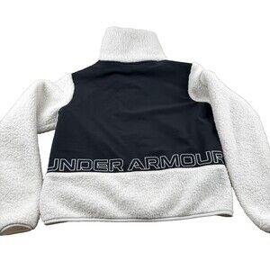 Under Armour Legacy Sherpa Jacket Women's S Full Zip Crop Pockets White